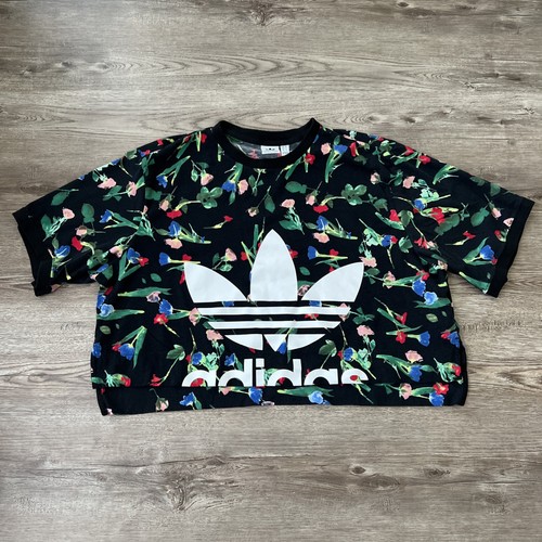 Adidas Bellista Floral Short Set Damen Large Crop Top Shorts 5 Zoll Schrittlänge - Bild 12 von 20