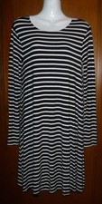 Old Navy Dress Women S  Black Striped A line Swing Long Sleeve