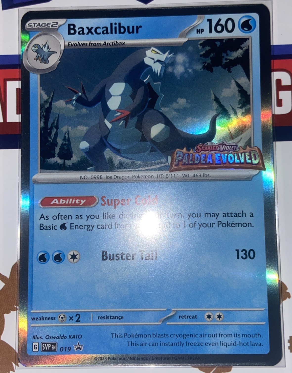 Baxcalibur SVP 019 Holographic Pre Release Promo Paldea Evolved Pokemon TCG NM