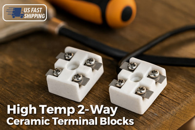 High Temp Ceramic Terminal Blocks 2 Way Wire Connectors 30A Heat-Resistant 2Pc