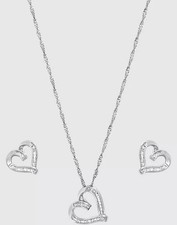 Jon Richard Rhodium Plated & Pave Twist Heart Set - LA 377