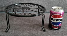 Black Gloss Finish Ornate Metal 4 Leg Plant Stand (9.5cm Height x 23cm Width)