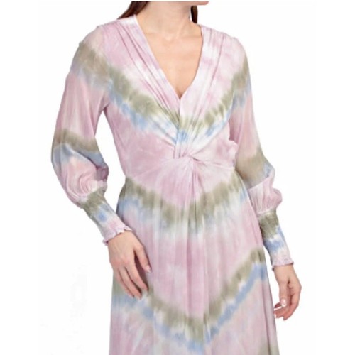 YFB YOUNG FABULOUS & BROKE Surplice V Neck Gorgeous Tie Dye Maxi Dress Sz M NEW - Picture 2 of 13