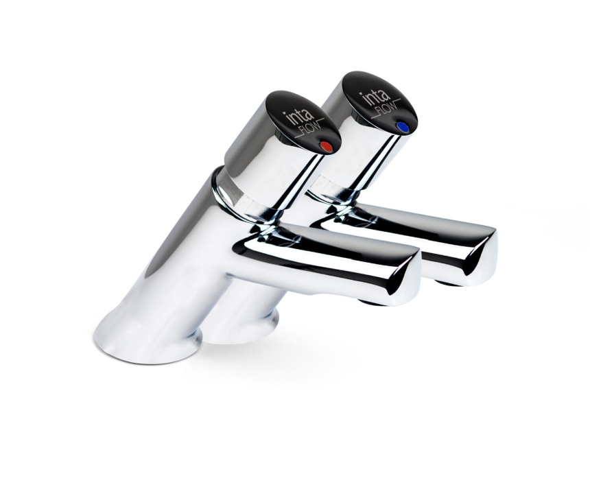 Inta NC177CP Adjustable Flow Time Non-Concussive Basin Tap Chrome Pair NEW OTHER