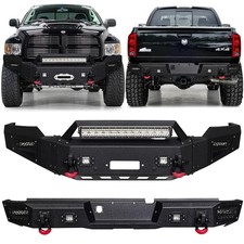 Vijay For 2002-2005 Dodge Ram 1500 Steel Frontrear Bumper Wwinch Platelights