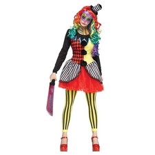 Way To Celebrate Womans Colorful Freakshow Clown Adult Costume Size L 12/14