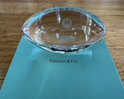 Superbowl XXXIX Tiffany Crystal Football Paperweight - Motorola