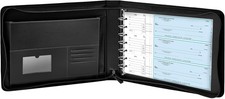 GALLAWAY LEATHER 7 Ring Checkbook Binder for Business Checks, PU Black