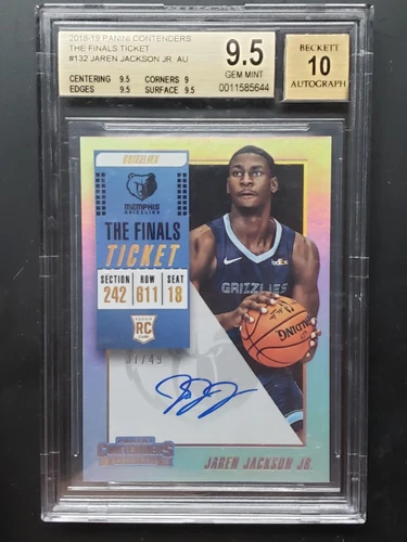 🔥 2018 CONTENDERS JAREN JACKSON JR THE FINALS TICKET ROOKIE AUTO /49 BGS 9.5 🔥