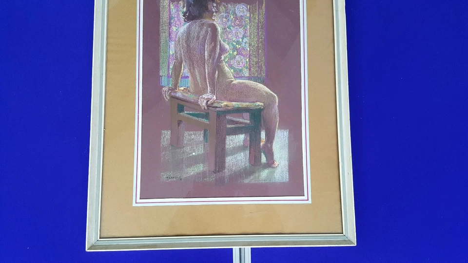 Harry Fred Darking - Nude Pastel ' Seated Nude' on Board - Dated 1981 - Image 2 of 4