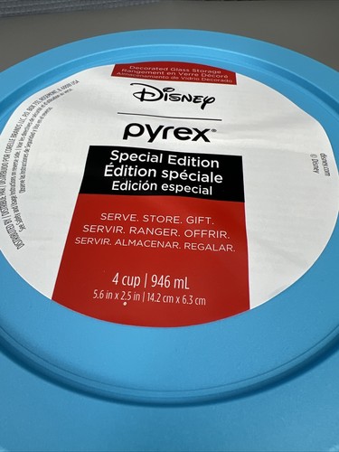TazĂłn de 4 tazas Pyrex Disney Mickey Mouse "The True Original" con tapas azules NUEVO - Imagen 7 de 7