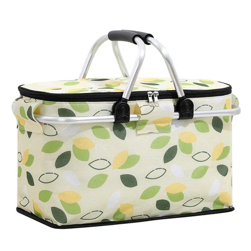 Insulated Picnic Basket with Aluminum Frame - Portable Collapsible Cooler Bag 18