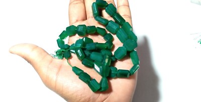 GREEN ONYX NUGGET 10X12-12X15MM FACETED LOOSE GEMSTONE BEADS 5''INCH 70CT NATURAL