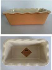 Emile Henry Auberge Williams Sonoma Stoneware Ruffled Edge Loaf Pan 6164 Apricot