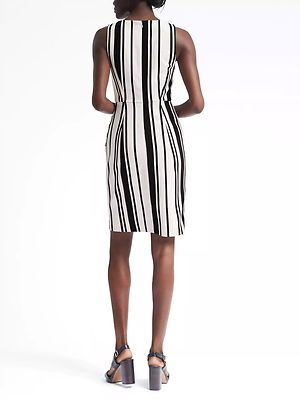 Banana Republic Stripe Knit Wrap-Effect Dress,Navy Stripe SIZE 12 #783470  v719 | eBay