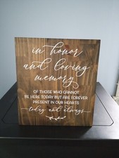 In Loving Memory Sign, In Honor And Loving Memory Wedding Sign 12x13 Wood NEW