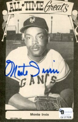 Monte Irvin 1954 NY New York Giants HOF Negro League Signed Autograph Photo JSA