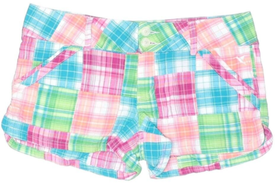 grane Jeans Girls Pink, Green and Blue Plaid Shorts