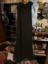 Nightway Collections Sequined Black Gold Slit Formal Dress Sz 12