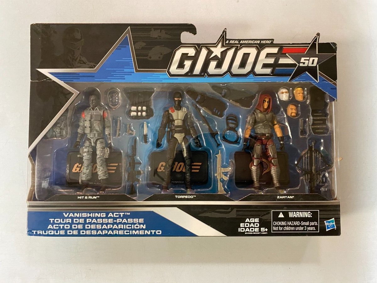 GI Joe 50th Anniversary 3 Pack Zartan Torpedo Hit &amp; Run Vanishing 