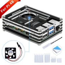 New Raspberry Pi Acrylic Case 9 Layers With Cooling Fan Fit For Raspberry Pi 4B