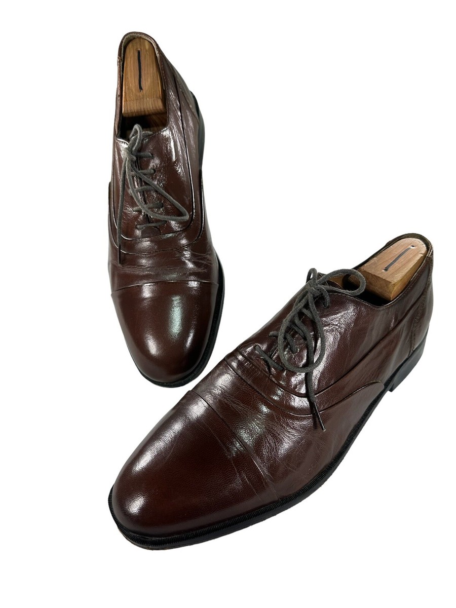 Stacy Adams Vintage Mens Brown Size 9.5 M Leather Dress Cap  display picture 1