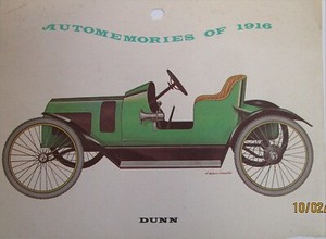 1916 Dunn Roadster car calendar print (green, no top)