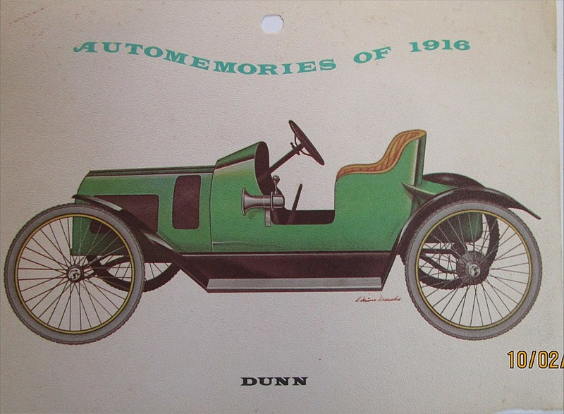 1916 Dunn Roadster car calendar print (green, no top)