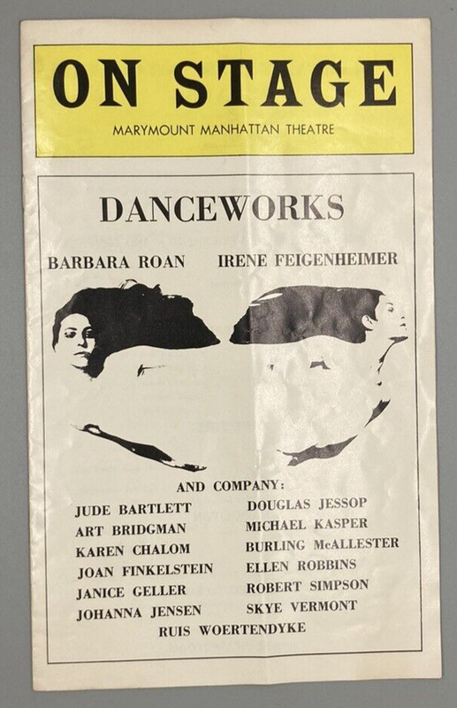 Vintage 1977 On Stage - Off Broadway Playbill - Danceworks - Marymount Manhattan