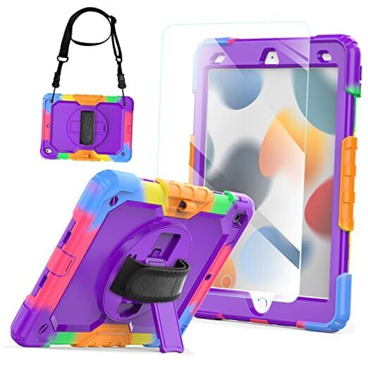 Case for iPad 9th/8th Generation 2021/2020 10.2 Inch with Tempered Purple