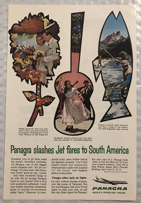 Vintage 1961 Original Print Ad Full Page - Panagra Airlines - Slashes Jet Fares