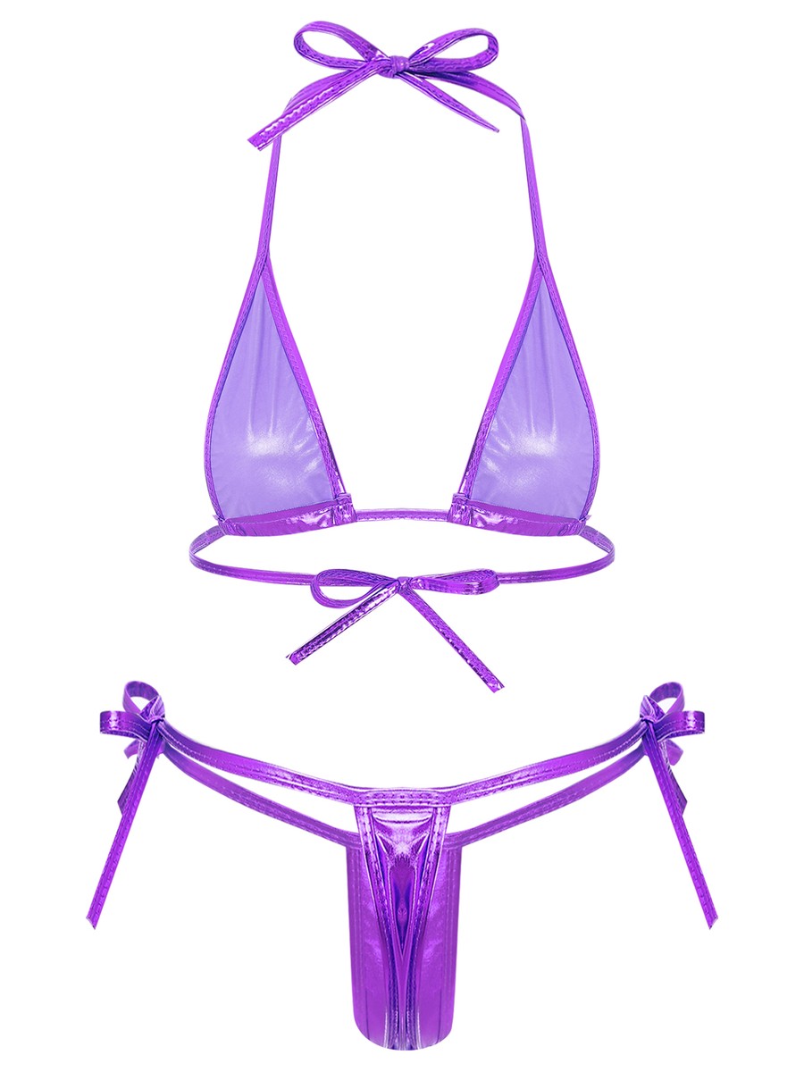 新品Espieguビキニset パープル［S-M］ Amazon.com: Vxuxlje Women's Shiny Metallic Bikini Sets 2