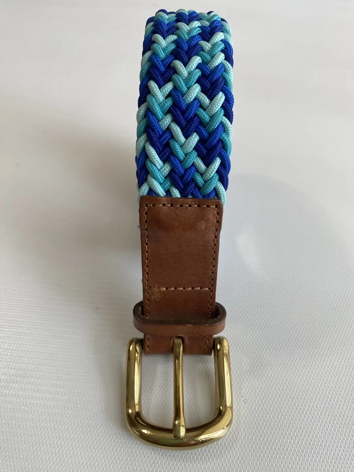 J. Cinturón trenzado azul de cuero para mujer Crew hebilla de latón talla S Foto 2 de 4