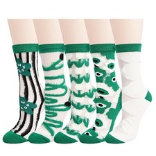 Womens Mesh Sheer Socks Vintage Floral Lace Socks for Girls Thin Crystal Glas...