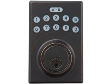 AMAZON BASICS ELECTRONIC KEYPAD DEADBOLT KEYED ENTRY - OIL BRONZE READ