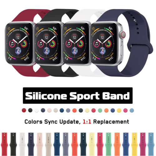 Pour Apple Watch bracelet sport silicone iWatch 9 8 7 6 5 4 3 SE 40/44/41/45 mm - Photo 1/71