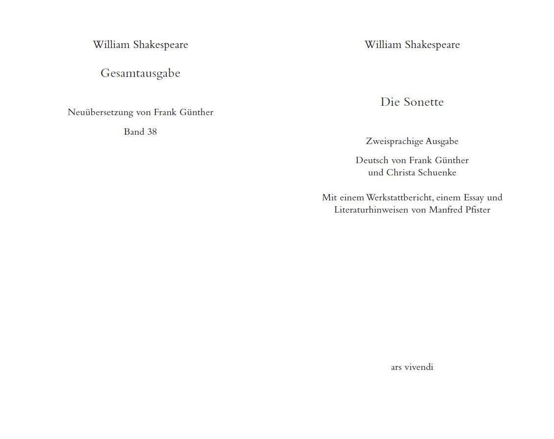 Thumbnail - Sonette / Sonnets (shakespeare Gesamtausgabe, Band 38) - Zweisprachige