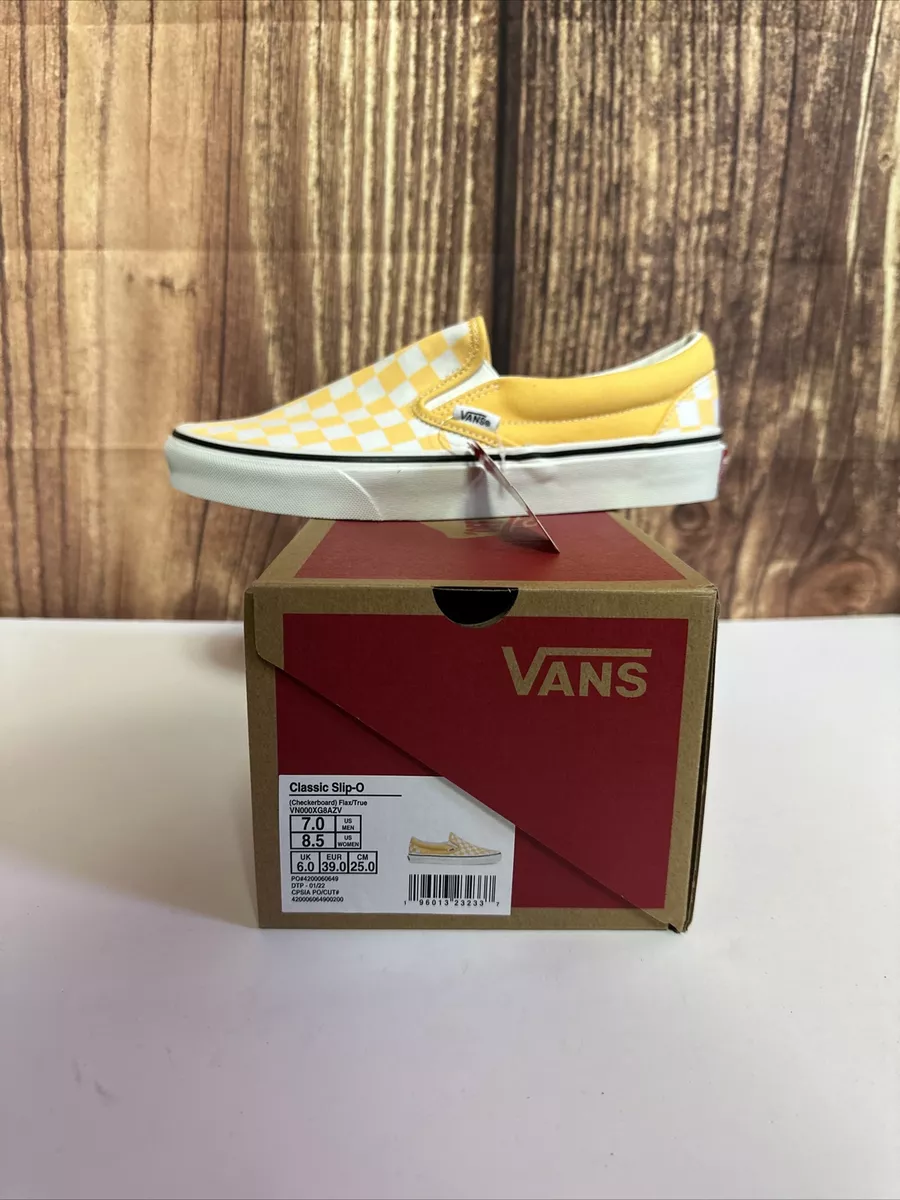 VANS Checkerboard Classic Slip on Sneakers Flax True White New 7