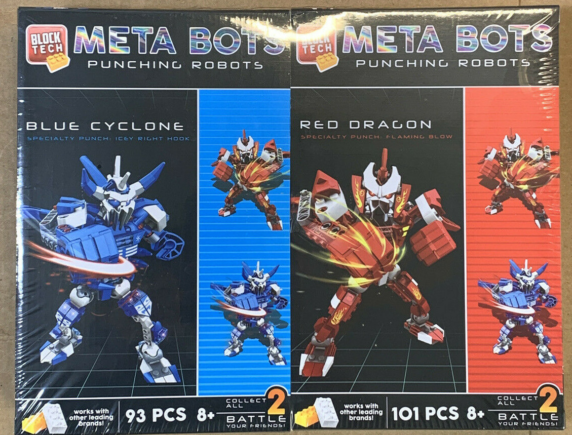 Meta Bots Punching Robots 2-in-1 Battle Kit Blue Cyclone Red