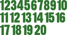 1-20 Numbers Green Sticker Vinyl Decals CHOOSE  1" - 8"  (V590)