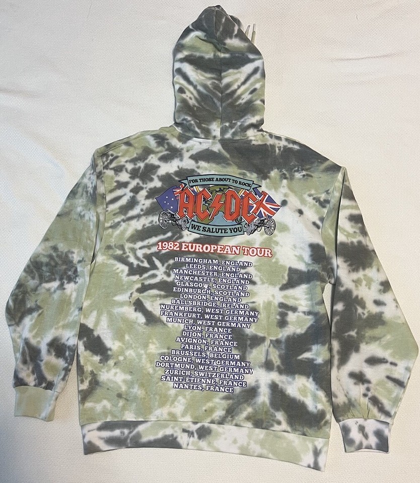 AC/DC Hoodie Sweatshirt Multi Color Tie Dye Pullover AC DC Men’s Large ...