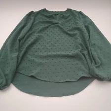 Shein Top Womens Small Green Swiss Dot Butterfly Long Sleeve