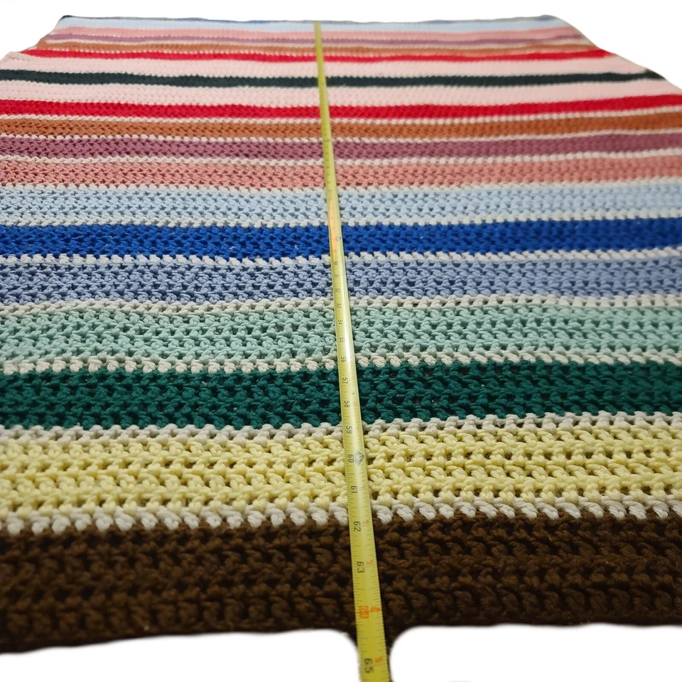 Cobertor longo vintage afegão de malha listrado feito à mão 48x64 multicolorido - Imagem 4 de 4