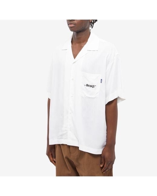 Awake NY Dice Printed Rayon Camp Oversized Shirt White Size L