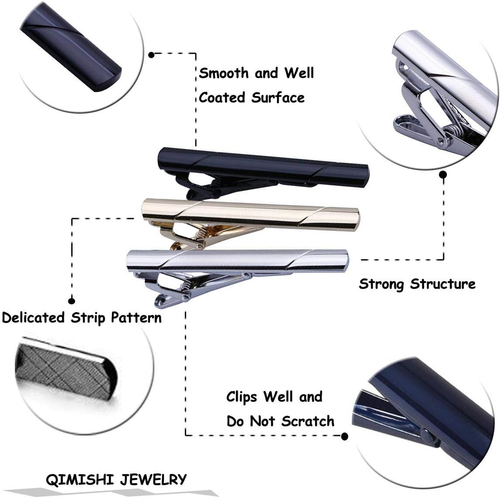Tie Clips for Men Tie Bar Clip Set for Regular Ties Necktie Wedding Business - Picture 5 of 12