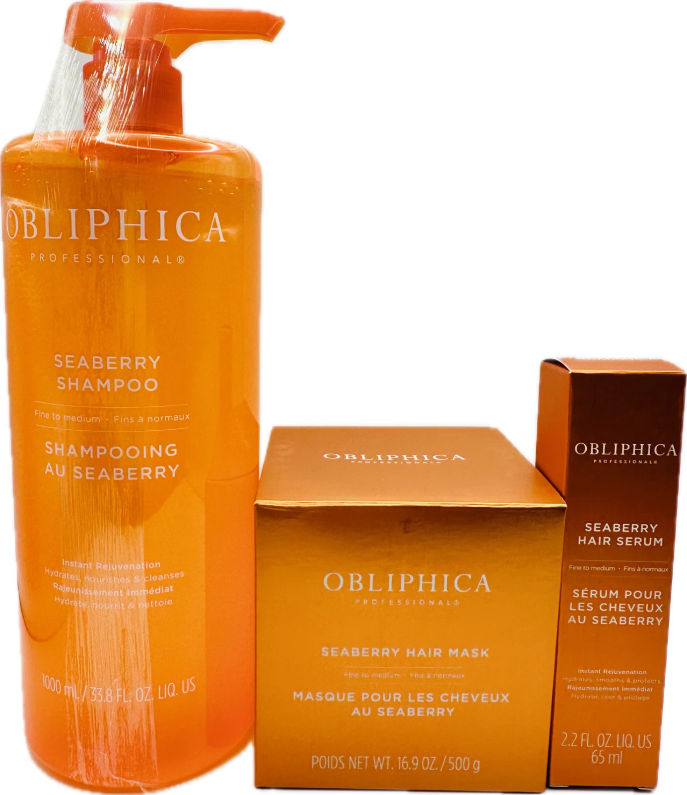 Obliphica Seaberry Shampoo 33.87 fl oz & Hair Mask 16.9 fl oz + Serum 2.2 fl oz