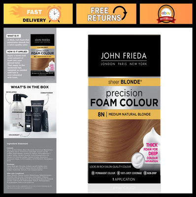 Precision Foam Hair Color Kit, Medium Natural Blonde 8N, Full Coverage, Anti-Fad