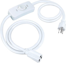 UL Listed 6.56Ft White 3 Prong Grounded Extension Cord with On/Off Switch