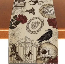 Retro Halloween Table Runner Halloween Gothic Skull Tablecloth Day of the Dead R