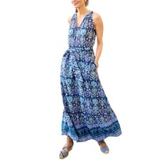 Talbots Petite 6 Maxi Dress Floret Medallion India Ink Spring Summer Party Chic